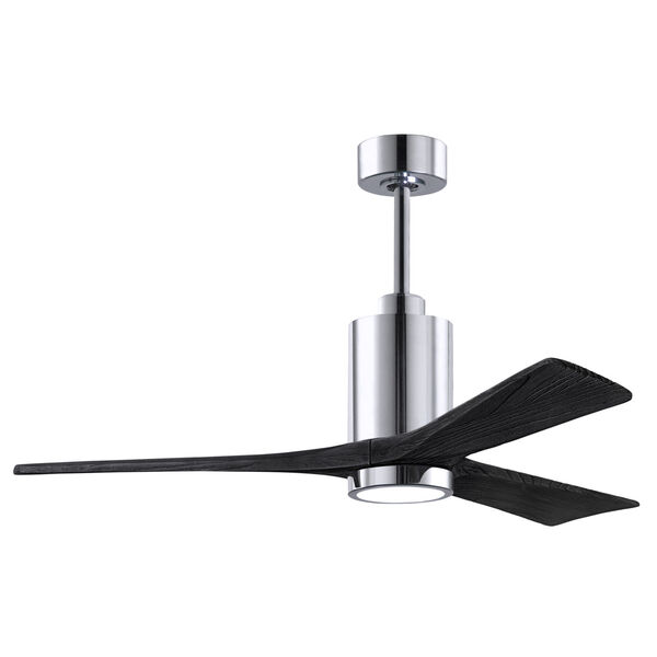 Patricia-3 Polished Chrome and Matte Black 52-Inch Ceiling Fan with LED Light Kit, image 3
