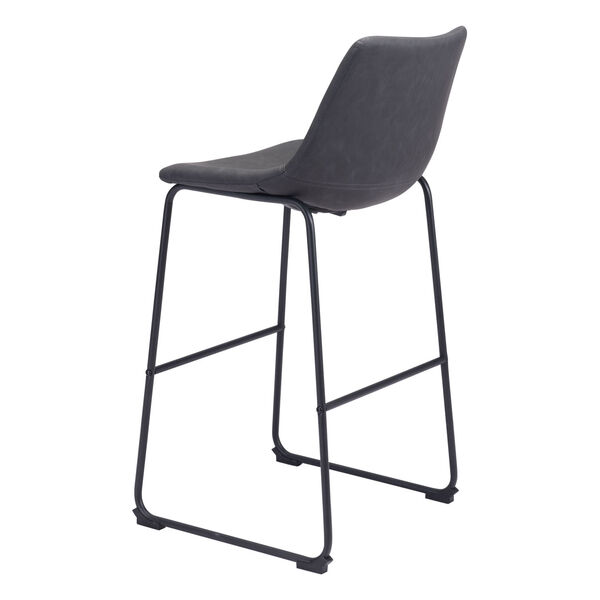 Smart Charcoal and Matte Black Bar Stool, Set of Two, image 6