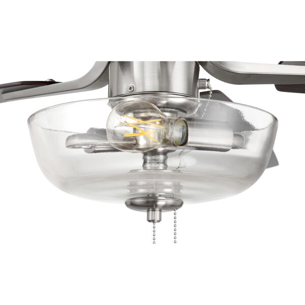 Pro Plus Brushed Polished Nickel 52-Inch Two-Light Ceiling Fan with Clear Glass Bowl Shade, image 6