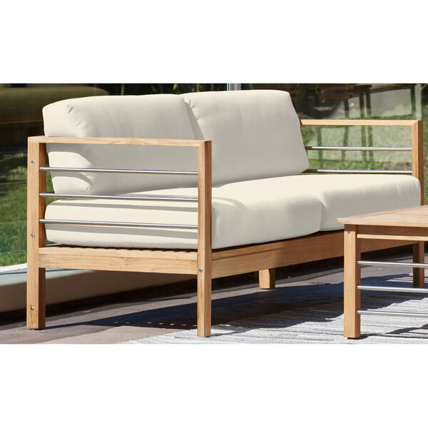 SoHo Natural Teak Four-Piece Outdoor Deep Seating Sofa Set with Sunbrella Cushion, image 6