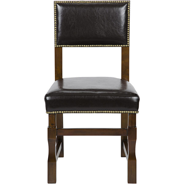 Abadon Distressed Brown Side Chair with Leather, image 2