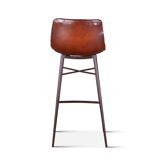Hudson Brown Low Back Leather Bar Chair, image 5