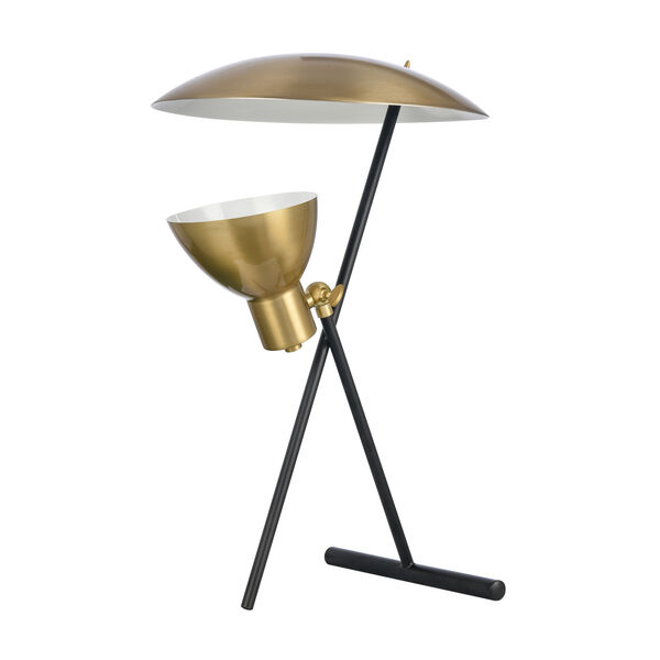 Wyman Square Satin Gold and Matte Black LED Desk Lamp, image 6