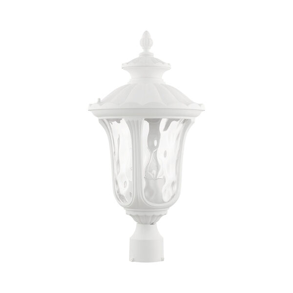 Oxford Textured White 11-Inch Three-Light Outdoor Post Lantern, image 2