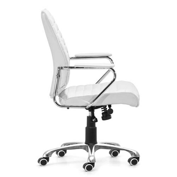 Enterprise White and Chromed Steel Low Back Office Chair, image 2
