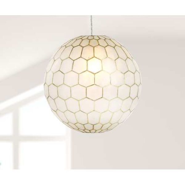 White and Antique Gold One-Light 16-Inch Pendant, image 4