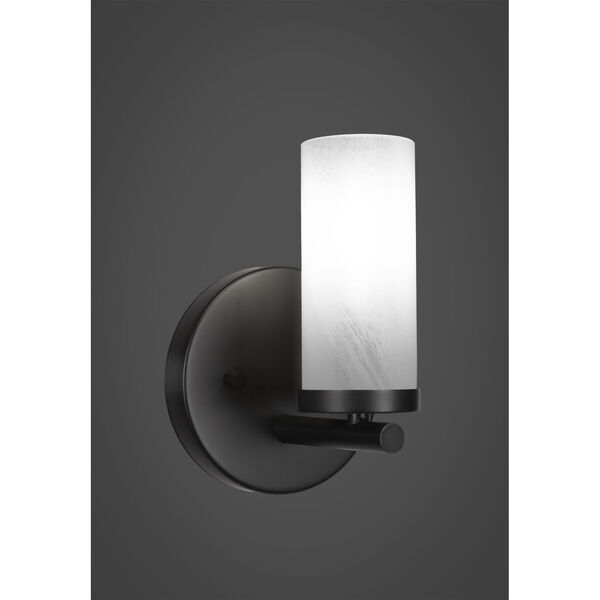 Trinity Matte Black One-Light Wall Sconce with White Marble Glass, image 2