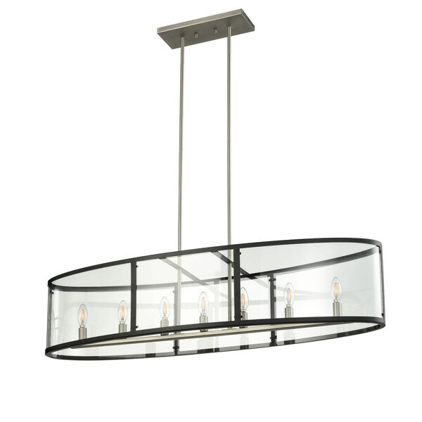 Downtown Brushed Nickel and Graphite Seven-Light Pendant, image 1
