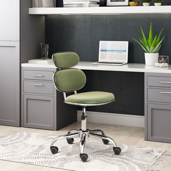 Iris Olive Green and Silver Office Chair, image 2
