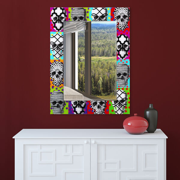 Sugar Skulls Multicolor 48 x 36-Inch Rectangle Beveled Wall Mirror, image 1