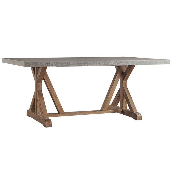 Ellary Rustic Pine Concrete-Topped Trestle Base Dining Table, image 5