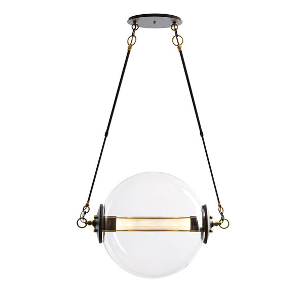Otto Brass with Black Two-Light 28-Inch Pendant with Clear Glass, image 2