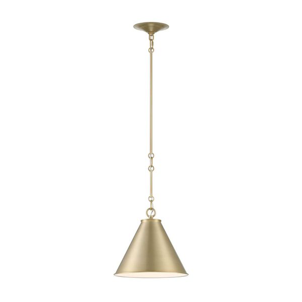 Lincoln Antique Brass Off White One-Light Pendant, image 1