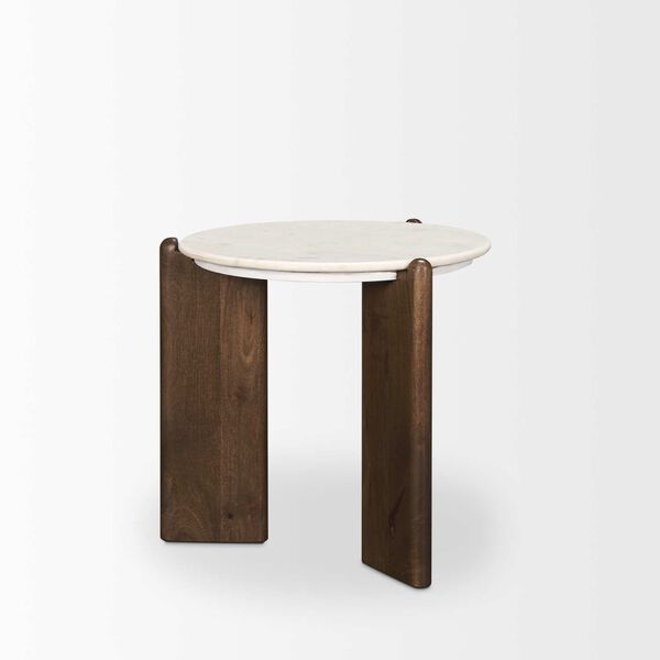 Rumer Dark Brown Wood With White Marble Side Table, image 5