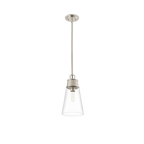Wentworth Polished Nickel One-Light Mini Pendant with Clear Glass Shade, image 5