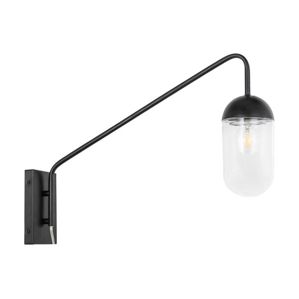 Kace Black Five-Inch One-Light Wall Sconce with Clear Glass, image 3