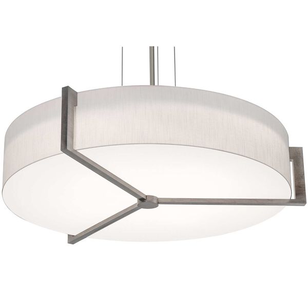Apex Weathered Grey 33-Inch Integrated LED Pendant with Linen White Shade, image 1