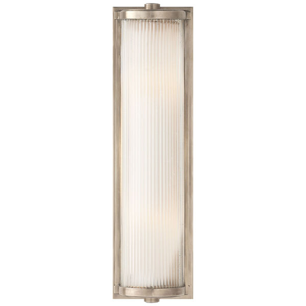 Dresser Long Glass Rod Light in Antique Nickel with Frosted Glass Liner by Thomas O'Brien, image 1