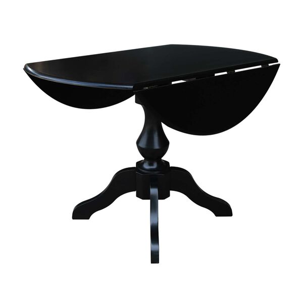 Black 30-Inch High Round Pedestal Dual Drop Leaf Dining Table, image 4