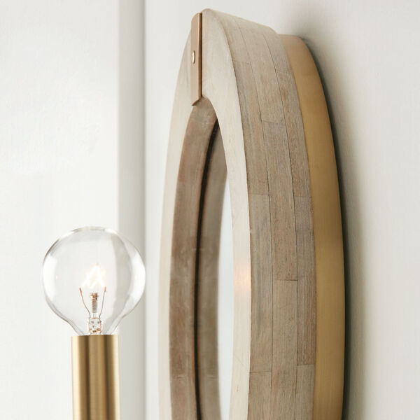 Finn White Wash and Matte Brass One-Light Sconce, image 2