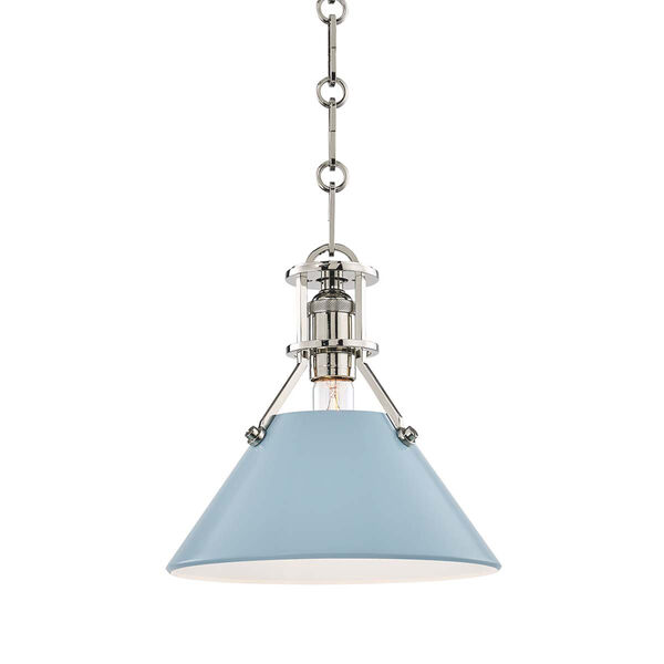 Painted No.2 Gray and Blue One-Light 10-Inch Mini Pendant, image 1
