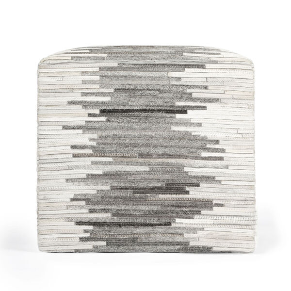 Victorian White and Gray Hair on Hide Pouf, image 3