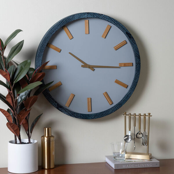Shannon Navy Wood and Light Blue 24-Inch Wall Clock, image 4