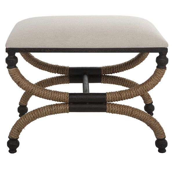 Icaria Natural and Oatmeal Upholstered Small Bench, image 2