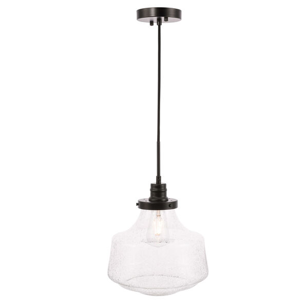 Lyle Black 11-Inch One-Light Pendant with Clear Seeded Glass, image 1