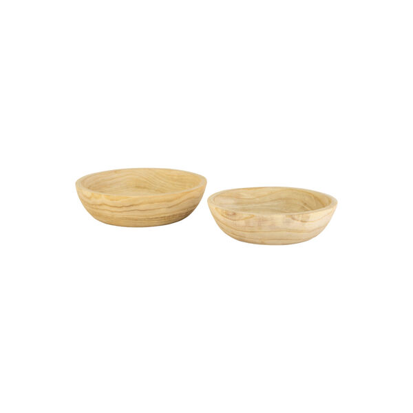 Hand Carved Round Wooden Bowls, Set of 2, image 1