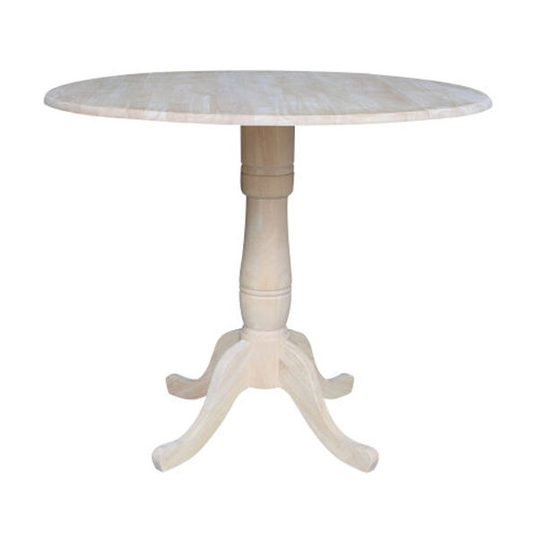Gray and Beige Round Pedestal Counter Height Table with Madrid Stools, 3-Piece, image 3