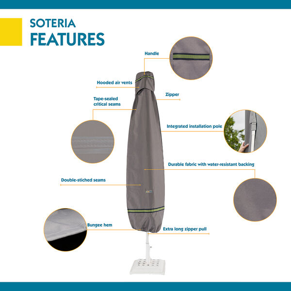 Soteria Grey RainProof 88 In. Patio Umbrella Cover with Integrated Installation Pole, image 4