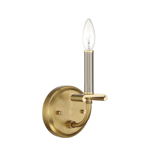 Stanza Brushed Polished Nickel and Satin Brass One-Light Wall Sconce, image 1