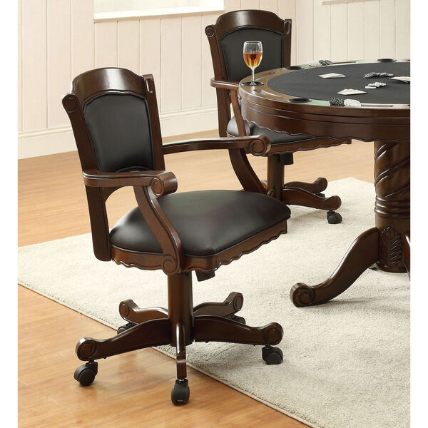 Turk Arm Game Chair with Casters and Leatherette Seat and Back, image 3