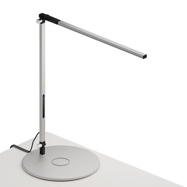 Z-Bar Silver LED Solo Desk Lamp with Wireless Charging Qi Base, image 1