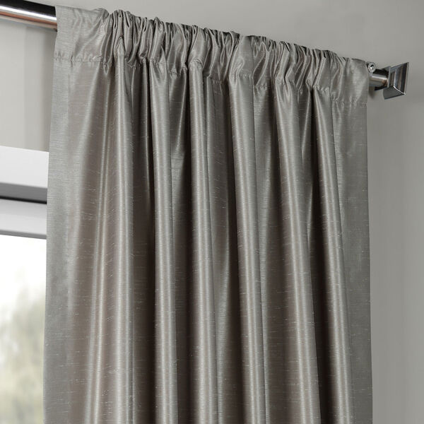 Silver Vintage Textured Faux Dupioni Silk Single Panel Curtain, 50 X 120, image 3