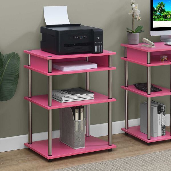 Designs 2 Go Pink Chrome No Tools Printer Stand with Shelves, image 2