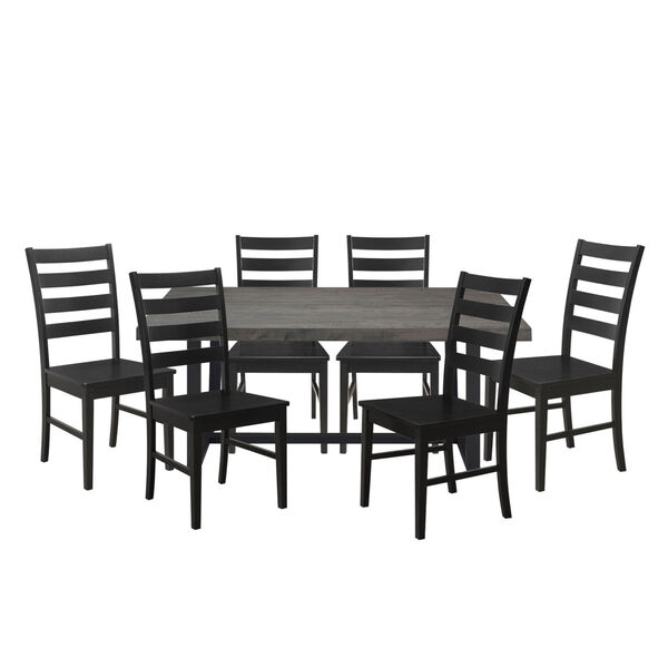 Grey and Black Dining Set, 7 Piece, image 2