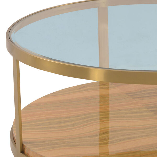Hattie Glass Top Brushed Gold Coffee Table, image 4