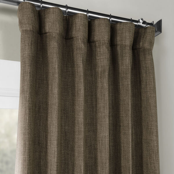 Faux Linen Blackout Brown 50 x 84 In. Curtain Single Panel, image 2