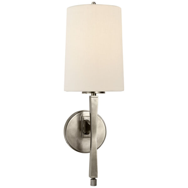 Edie Sconce in Antique Nickel with Linen Shade by Thomas O'Brien, image 1