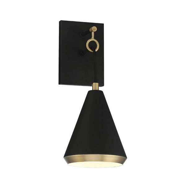 Chelsea Matte Black and Natural Brass One-Light Wall Sconce, image 1