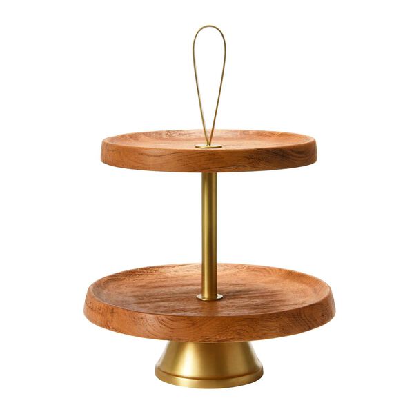 Natural and Gold Elegant Modern Two-Tier Tray, image 1