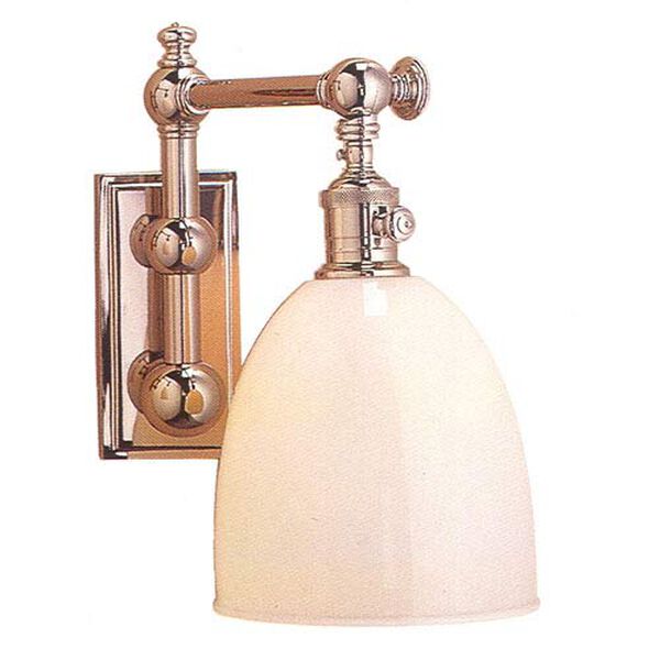 Pimlico Single Light in Polished Nickel with White Glass by Chapman and Myers, image 1