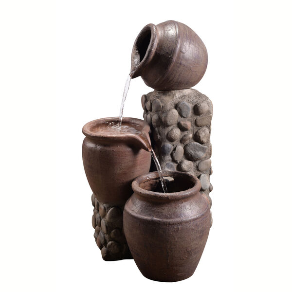 Stone Grey Outdoor Stacked Pot Fountain, image 1