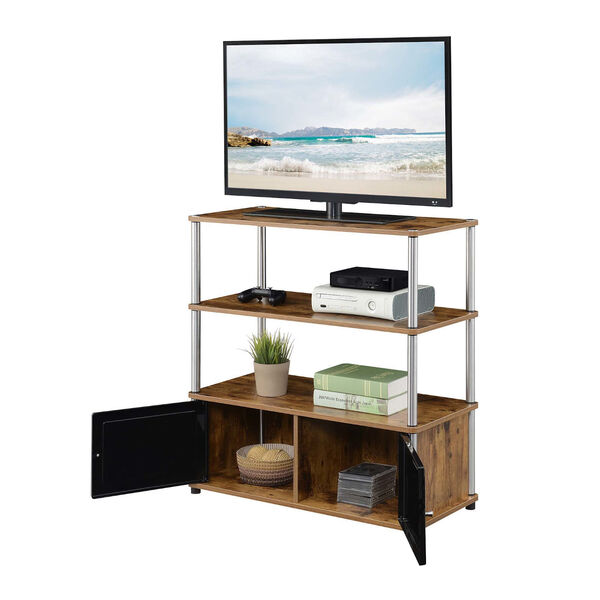 Designs2Go Highboy TV Stand with Storage Cabinets and Shelves for TVs up to 40 Inches in Barnwood, image 2