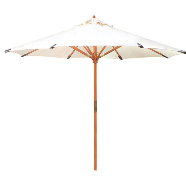 Market White 118-Inch Diameter Teak Umbrella, image 1