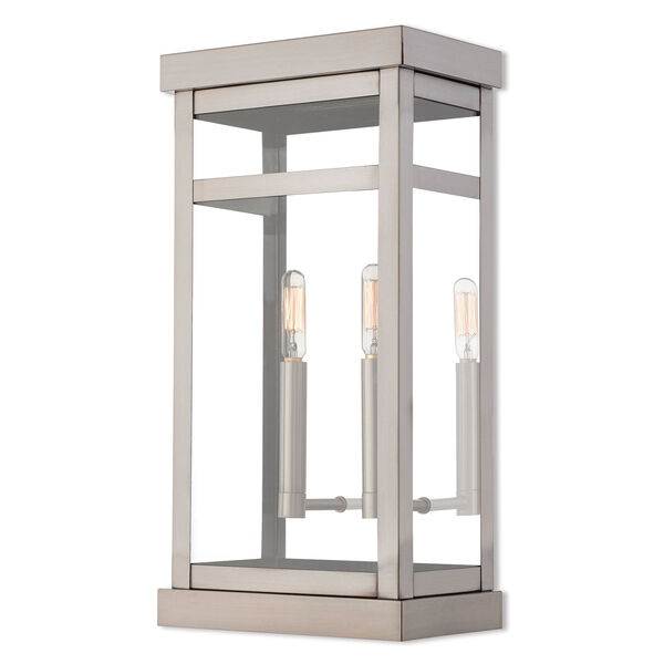Hopewell Brushed Nickel 18-Inch Two-Light Outdoor Wall Lantern, image 1