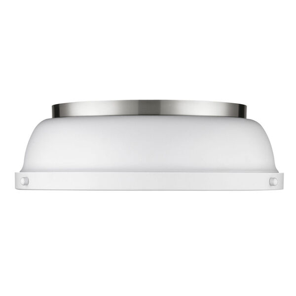 Duncan PW Pewter 14-Inch Two-Light Flush Mount with a Matte White Shade, image 2