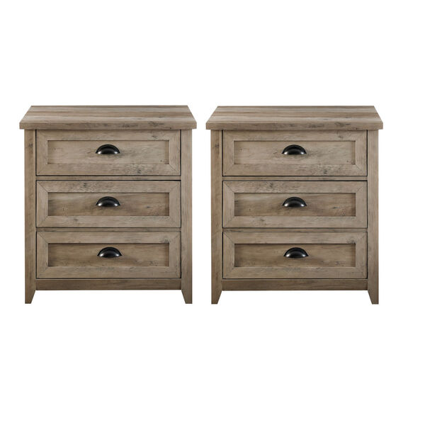 Odette Gray Wash Three-Drawer Framed Nightstand, Set of Two, image 5